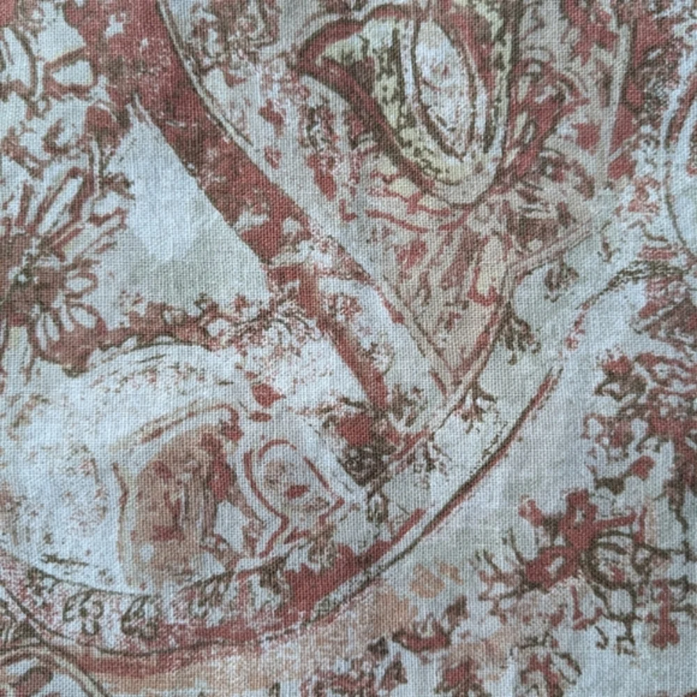 Pottery Barn Paisley Linen Blend Brown Cream Euro Pillow Covers - 2